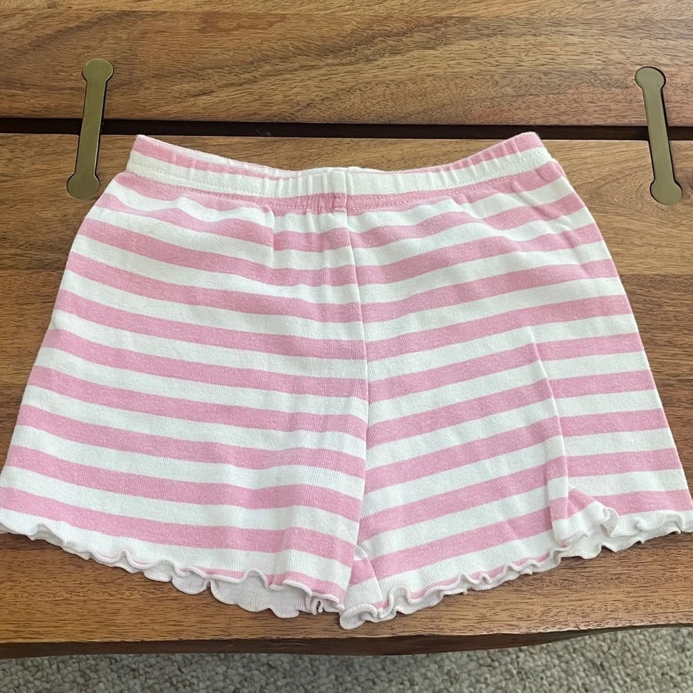 Sara's Prints Pink & White Striped Bunny Pajama Set. Short sleeve/shorts. Soft.